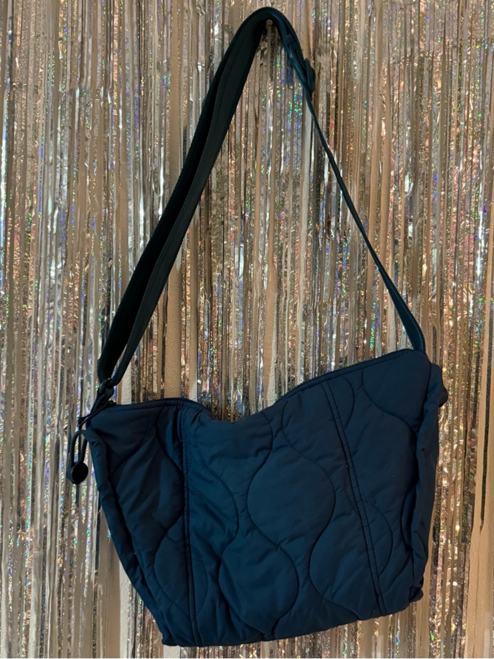 Quilted Shoulder Bag in Navy Blue
